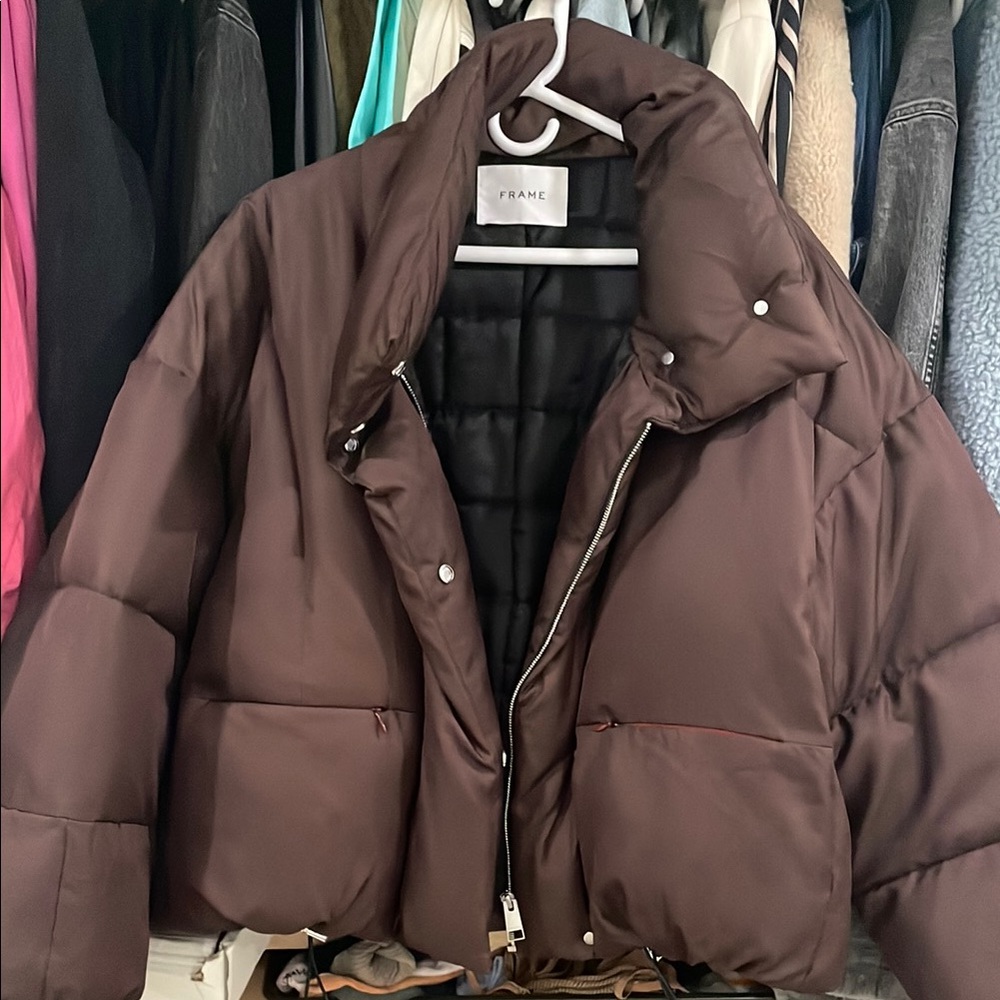 Frame Brown Puffer Jacket Size Small